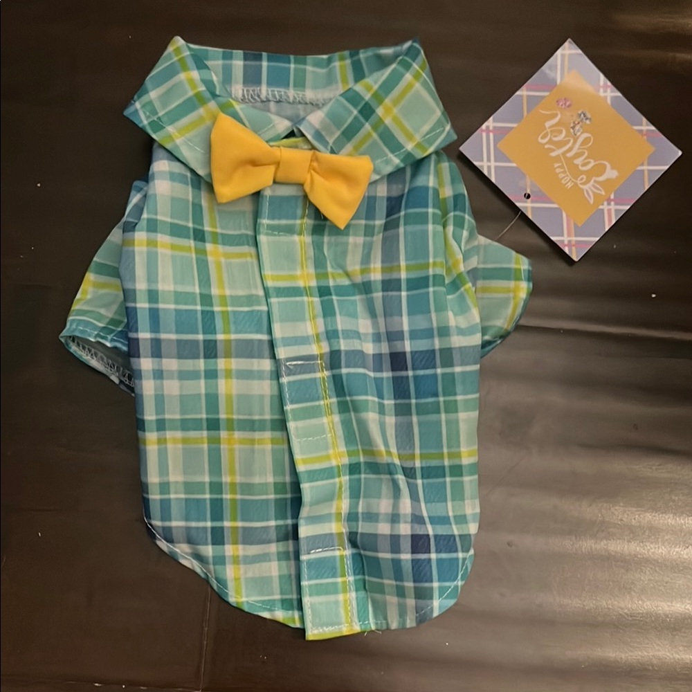Dog shirt with Yellow Bow Tie size XS